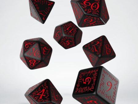 Dice Set: Elvish Black & red Dice Set (7) Cheap