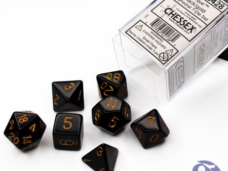 Opaque Black gold Polyhedral 7-Die Set on Sale